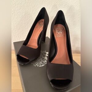Vince Camuto Riston Black Satin Heels